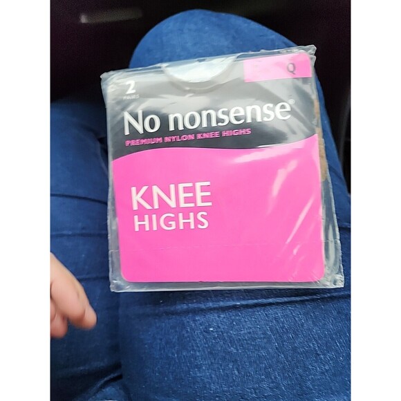 No Nonsense Nylon Knee Highs Comfort Top Sheer Toe 2 Pair Pack USA Tan Size Q - Picture 2 of 5